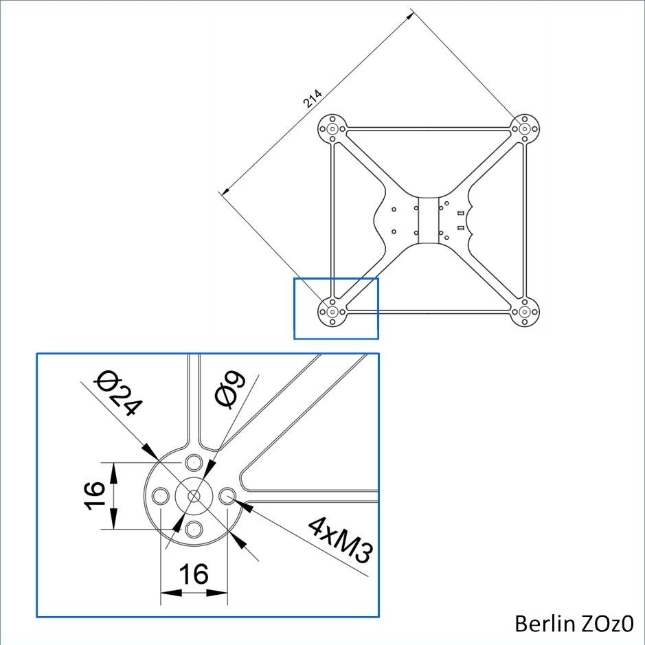 Berlin ZOz0 (5 Zoll - Rahmen - 214mm Diagonale, 16mm 4xM3)